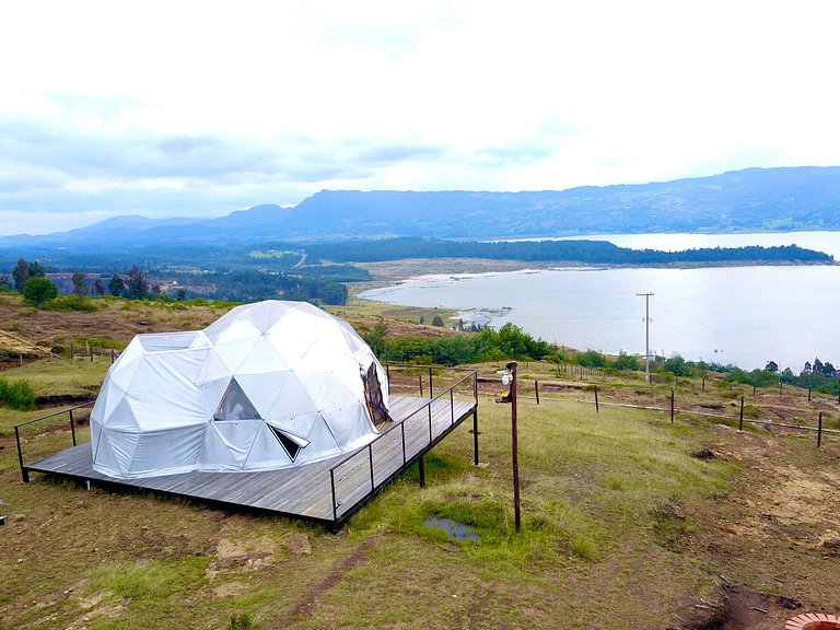 Glamping Spa Guatavita Represa Tominé cocina BBQ mascotas